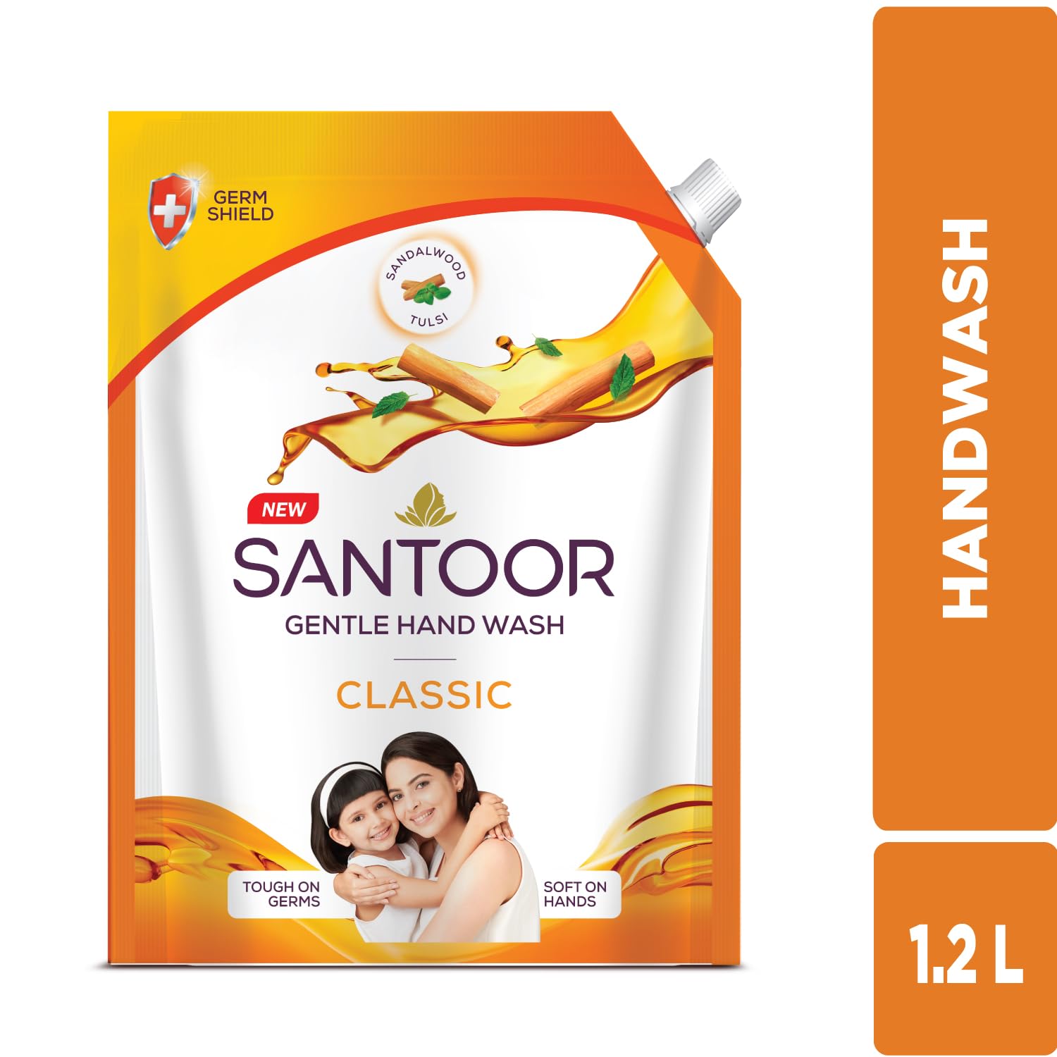Santoor Classic Gentle Hand Wash with Natural goodness of Sandalwood & Tulsi, 1200ml