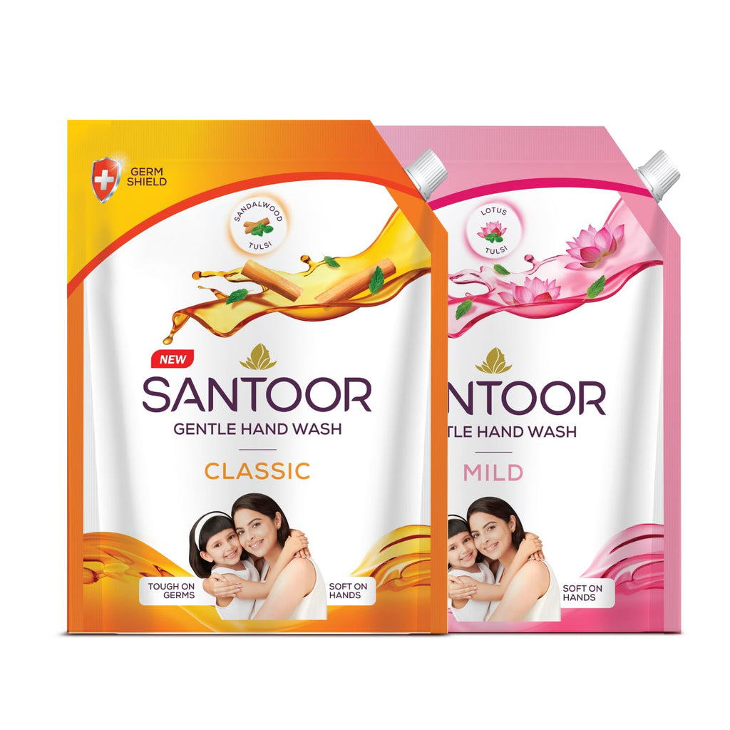 Santoor Classic Gentle Hand Wash with Natural goodness of Sandalwood & Tulsi, 1200ml