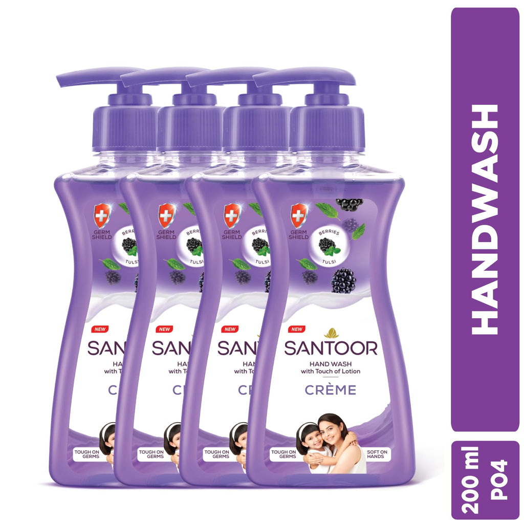 Santoor Crème Handwash 200ml, Pack of 4