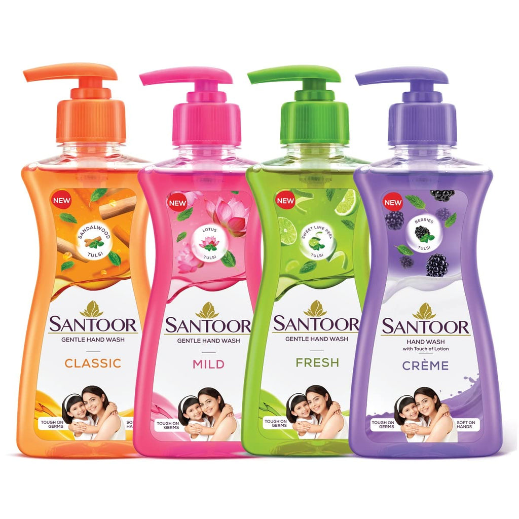 Santoor Crème Handwash 200ml, Pack of 4