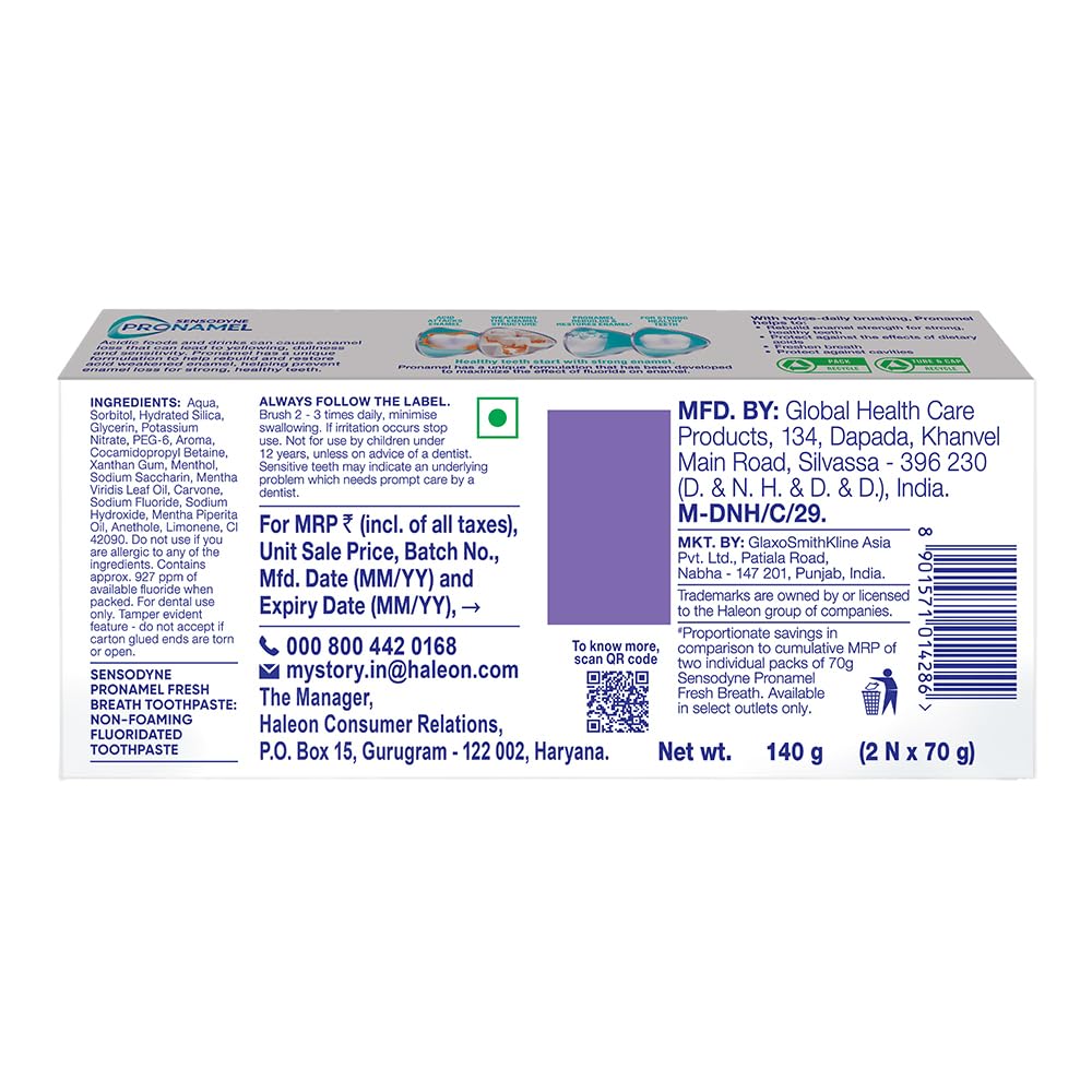 Sensodyne Pronamel Enamel Protection Toothpaste 140g (2 x 70g) Combo Pack