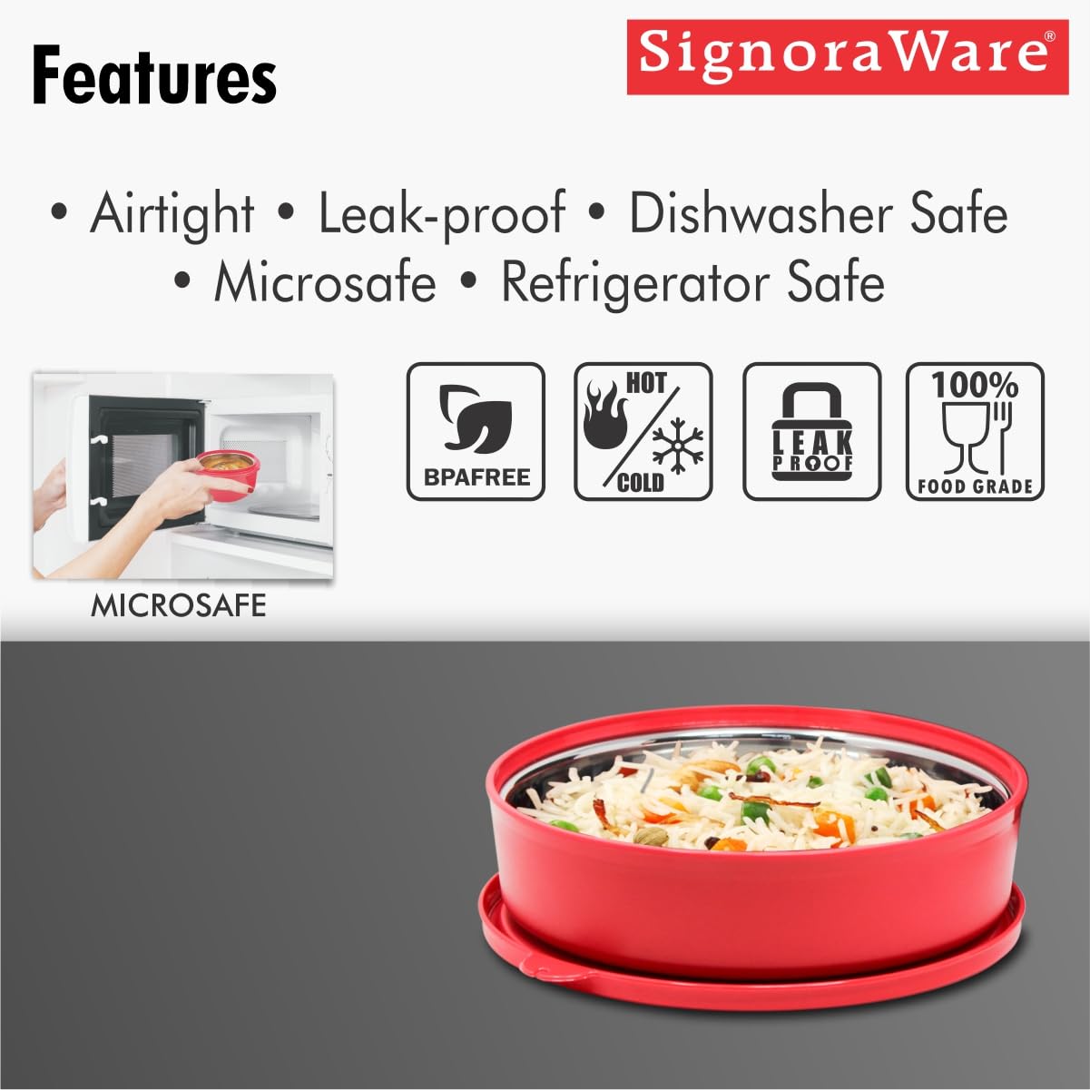 SignoraWare Monarch Stainless Steel Storage Container (550ml | Red)