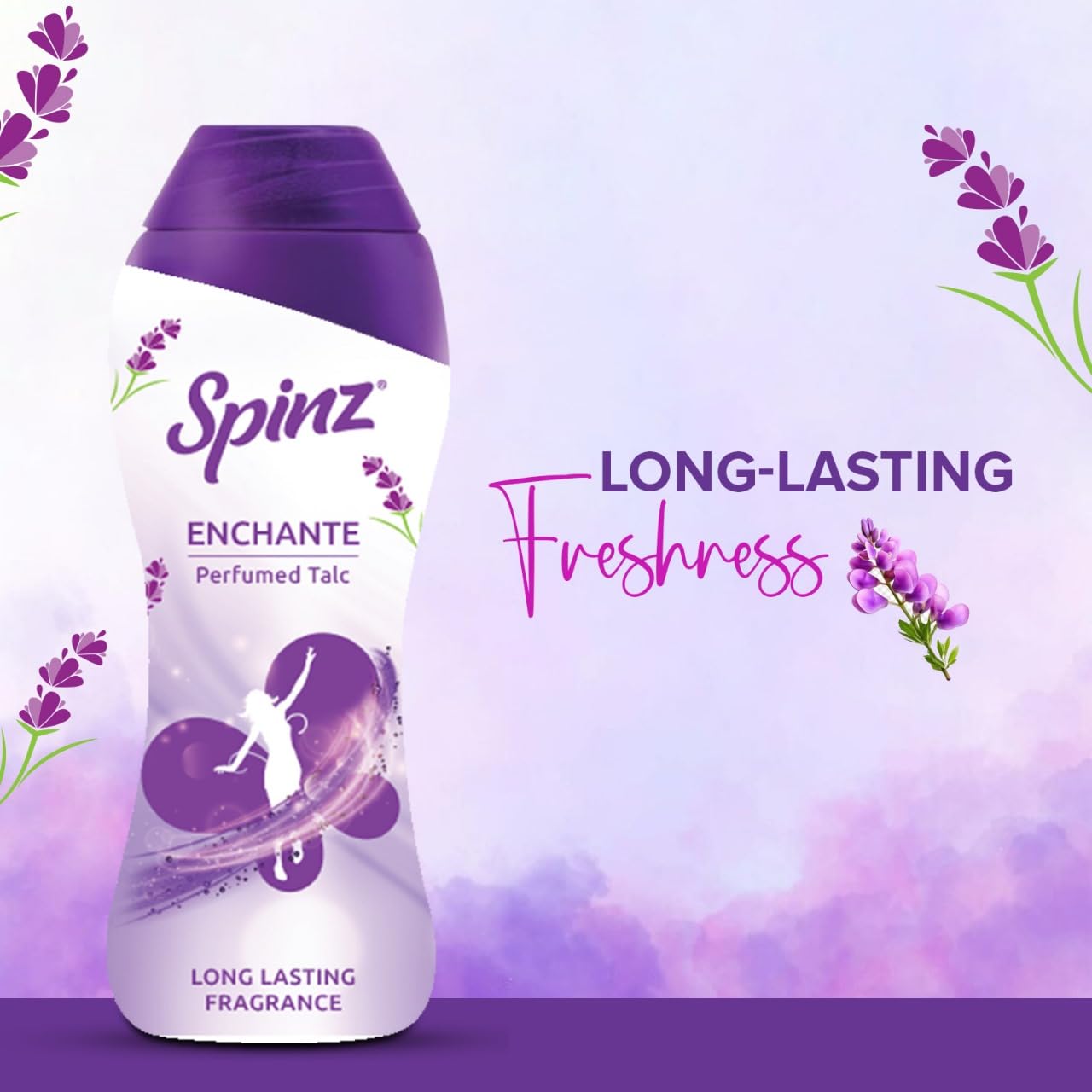 Spinz Talc Enchante Powder with Calcium Carbonate and Silica, Pack of 1, 400gm