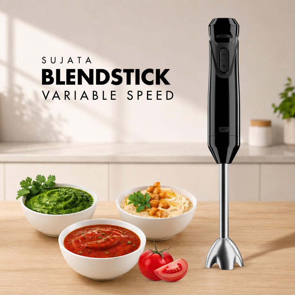 Sujata Blendstick Hand Blender | 600W Heavy Duty Motor | Variable Speed Control 18000 RPM Black