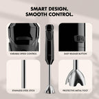 Sujata Blendstick Hand Blender | 600W Heavy Duty Motor | Variable Speed Control 18000 RPM Black