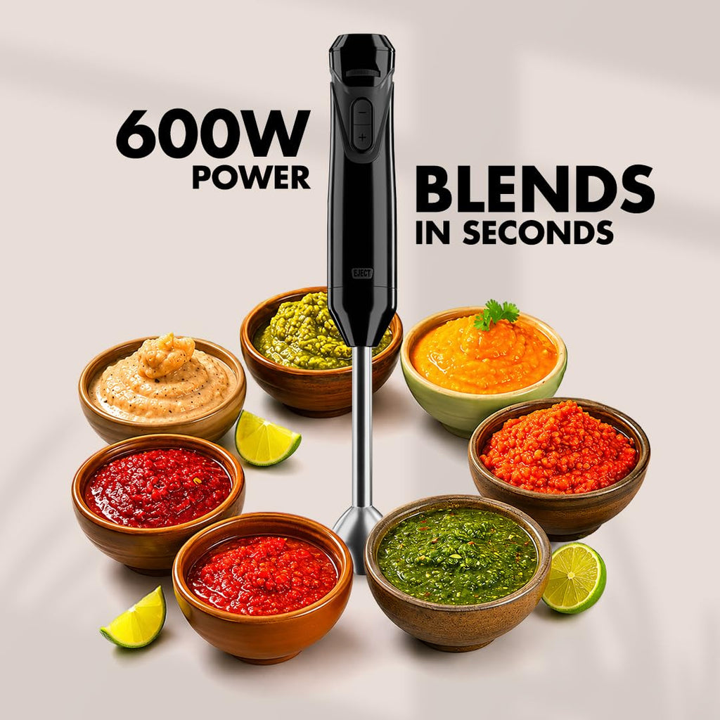 Sujata Blendstick Hand Blender | 600W Heavy Duty Motor | Variable Speed Control 18000 RPM Black