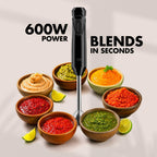 Sujata Blendstick Hand Blender | 600W Heavy Duty Motor | Variable Speed Control 18000 RPM Black