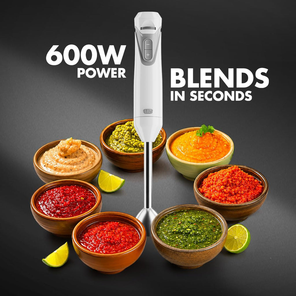 Sujata Blendstick Hand Blender | 600W Heavy Duty Motor | Variable Speed Control 18000 RPM White