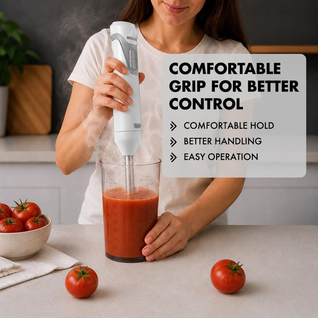 Sujata Blendstick Hand Blender | 600W Heavy Duty Motor | Variable Speed Control 18000 RPM White