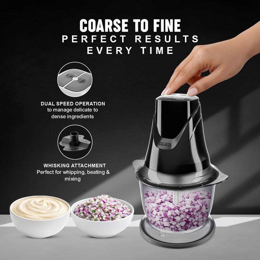 Sujata Chopcraft Electric Chopper 900ml, Vegetable Chopper for Kitchen 3200RPM(Black)