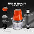 Sujata Chopcraft Electric Chopper 900ml, Vegetable Chopper for Kitchen 3200RPM (orange)