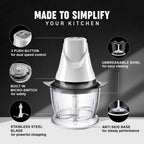 Sujata Chopcraft Electric Chopper 900ml, Vegetable Chopper for Kitchen 3200RPM (White)