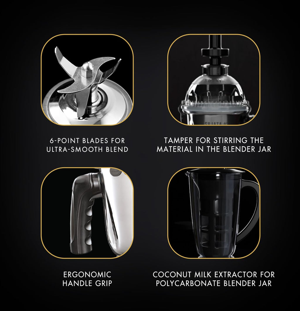 Sujata MG03 Mixer Grinder |1000 Watts 4 Jars including 1750ml Blender with Coconut Milk Extractor, 1500ml, 1000ml, 500ml Jar| Red & Black