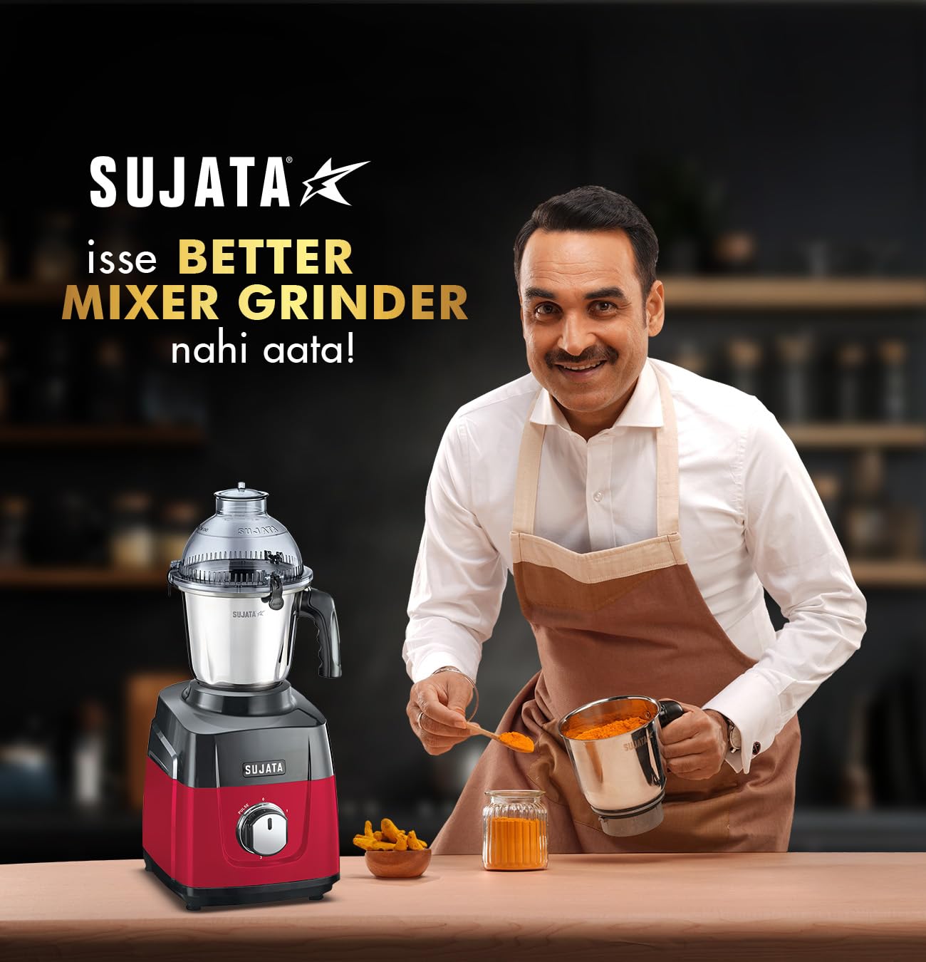 Sujata MG03 Mixer Grinder |1000 Watts 4 Jars including 1750ml Blender with Coconut Milk Extractor, 1500ml, 1000ml, 500ml Jar| Red & Black