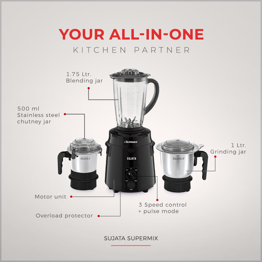 Sujata Supermix Mixer Grinder | 900 Watts