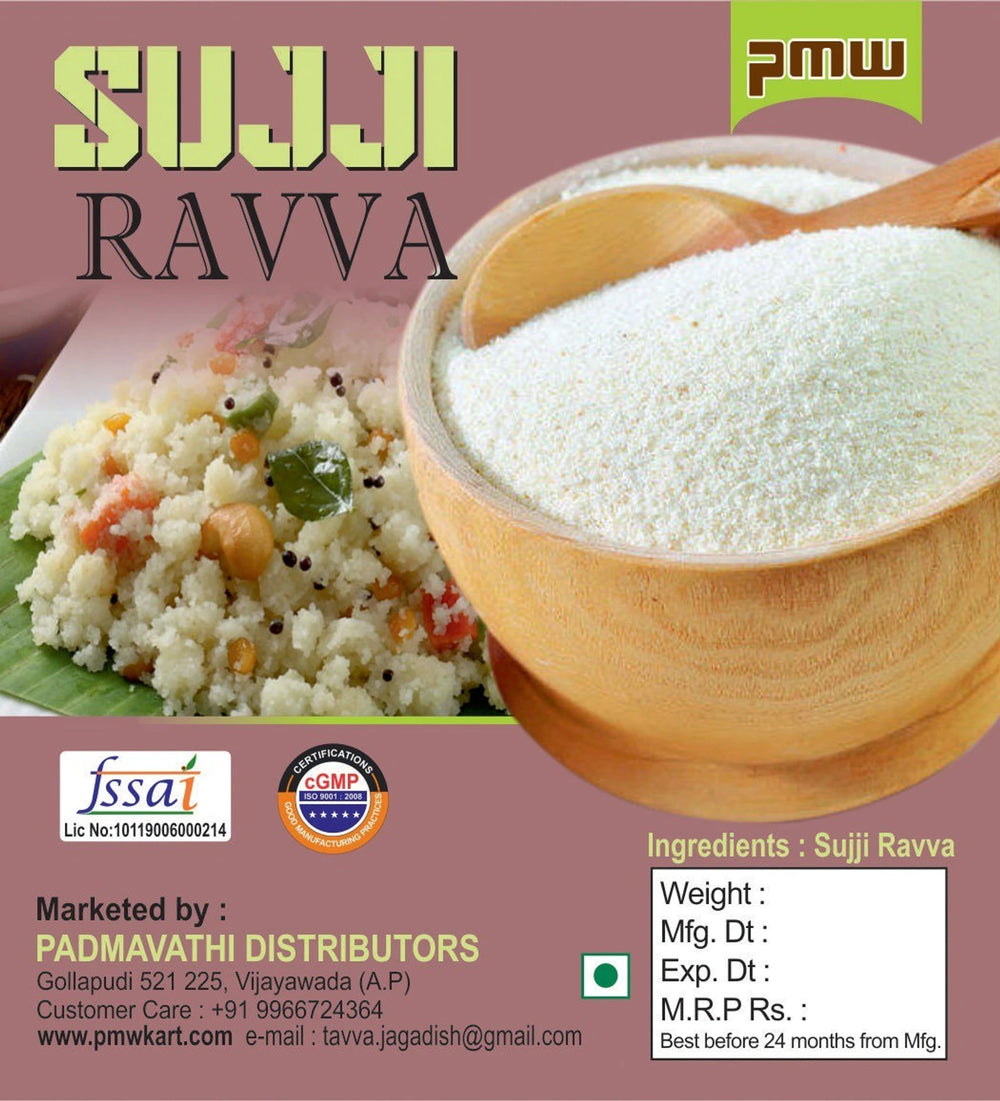 PMW Grade A Quality - Suji Atta - Suji Rava - Bombay Ravva - 1 Kilo (1 kg)