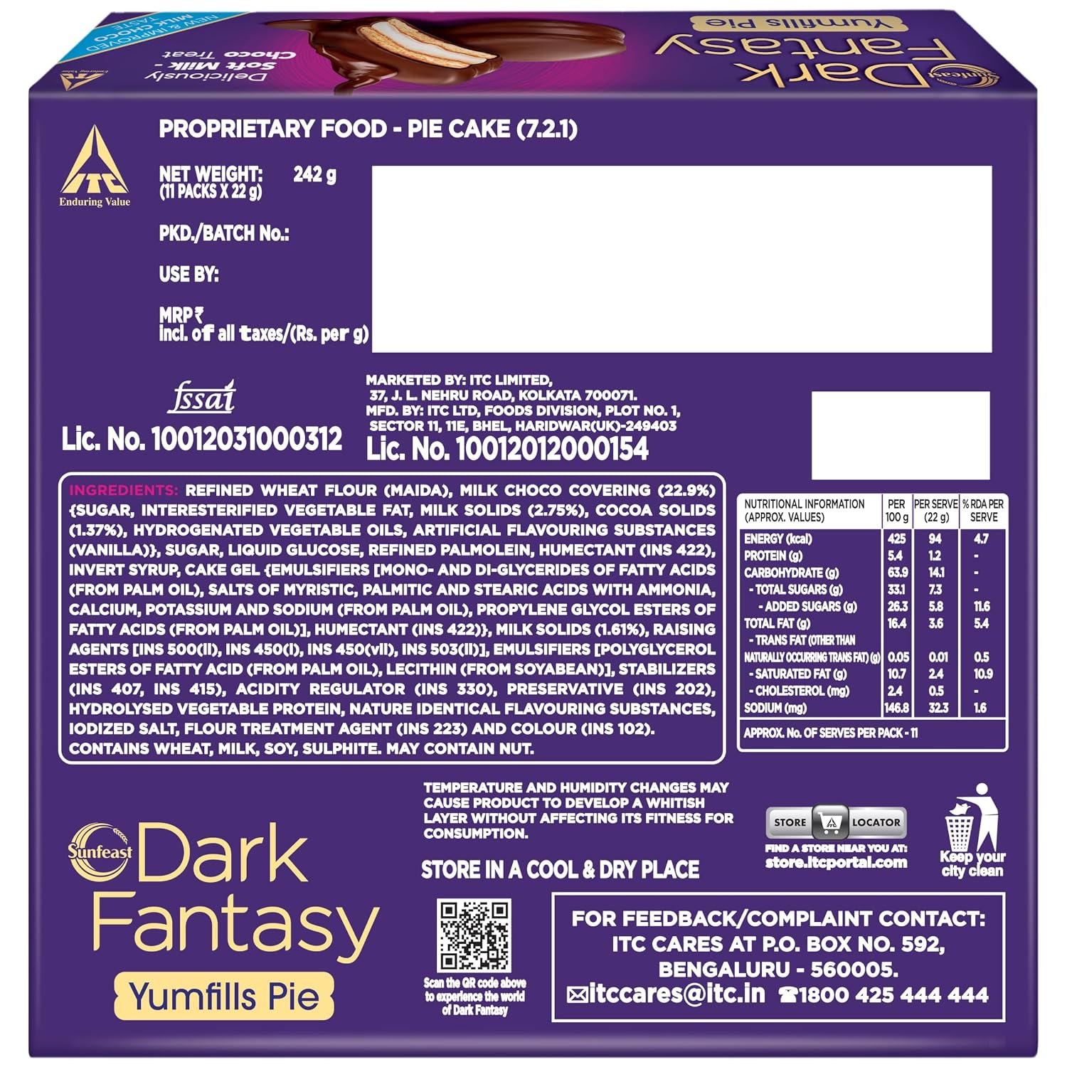 Sunfeast Dark Fantasy Yumfills Whoopie Pie, Chocolate Chip, 253g