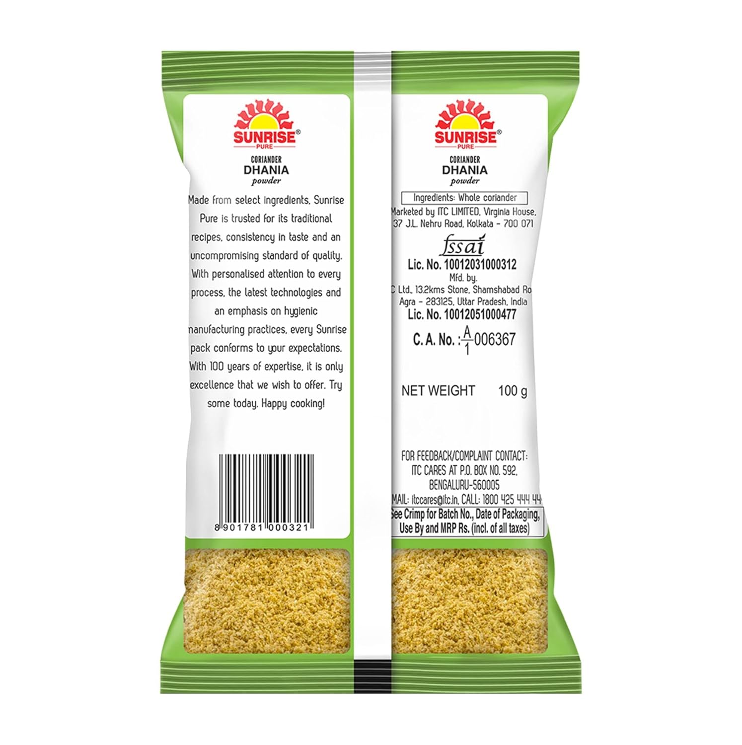 Sunrise Pure Coriander Spice Powder Pouch, 100 g