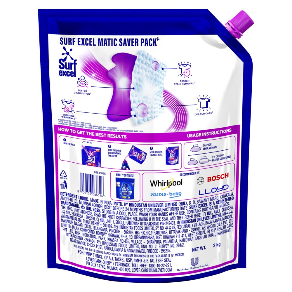 Surf Excel Matic Front Load Liquid Detergent 3kg
