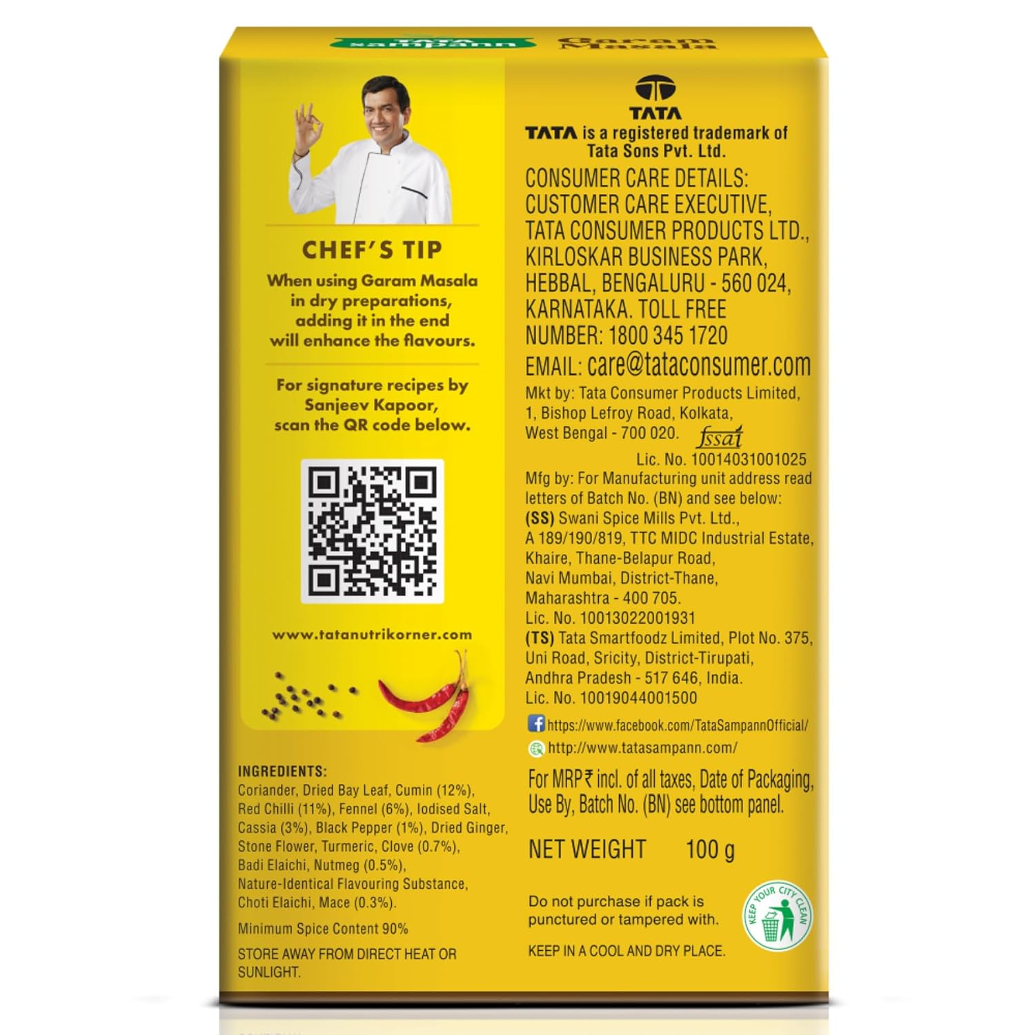Tata Sampann Garam Masala Powder with Natural Oils, 100g
