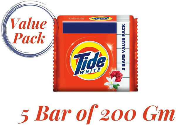 Tide White Detergent Bar Soap, Value Pack Detergent Bar (1000 g, Pack of 5)