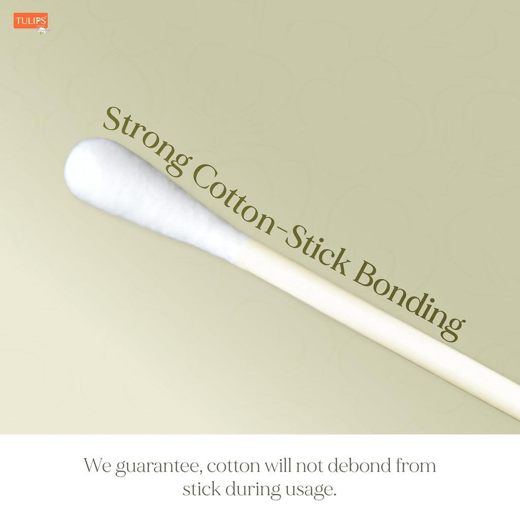 TULIPS Premium Cotton Ear Buds/Swabs with white PAPER Sticks 80 Stick (Pack of 3)
