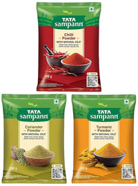 Tata Sampann Chilli Powder With Natural Oils, 500Gm + Coriander Powder With Natural Oils, 500Gm + Turmeric Powder With Natural Oils, 500Gm