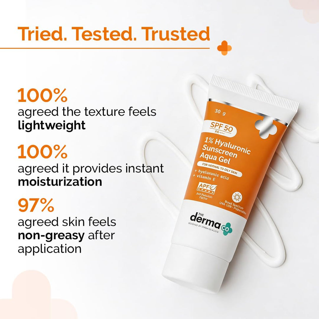 The Derma Co 1% Hyaluronic Sunscreen Aqua Gel SPF 50 PA++++ 30g