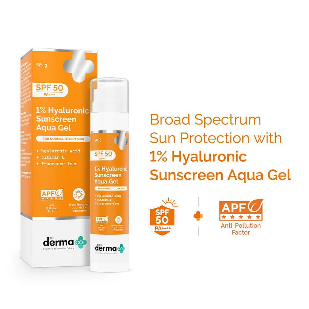 The Derma Co 1% Hyaluronic Sunscreen Aqua Gel SPF 50 PA++++ 50g