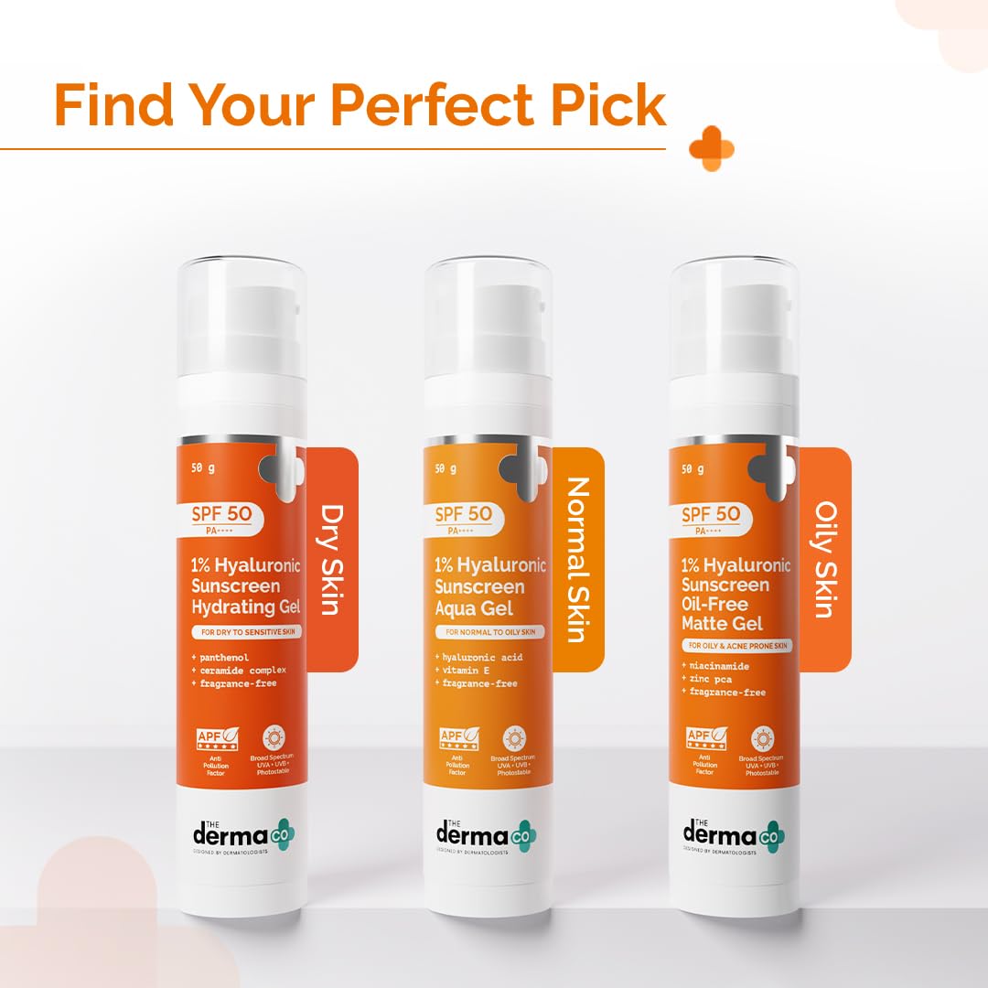 The Derma Co 1% Hyaluronic Sunscreen Aqua Gel SPF 50 PA++++ 50g