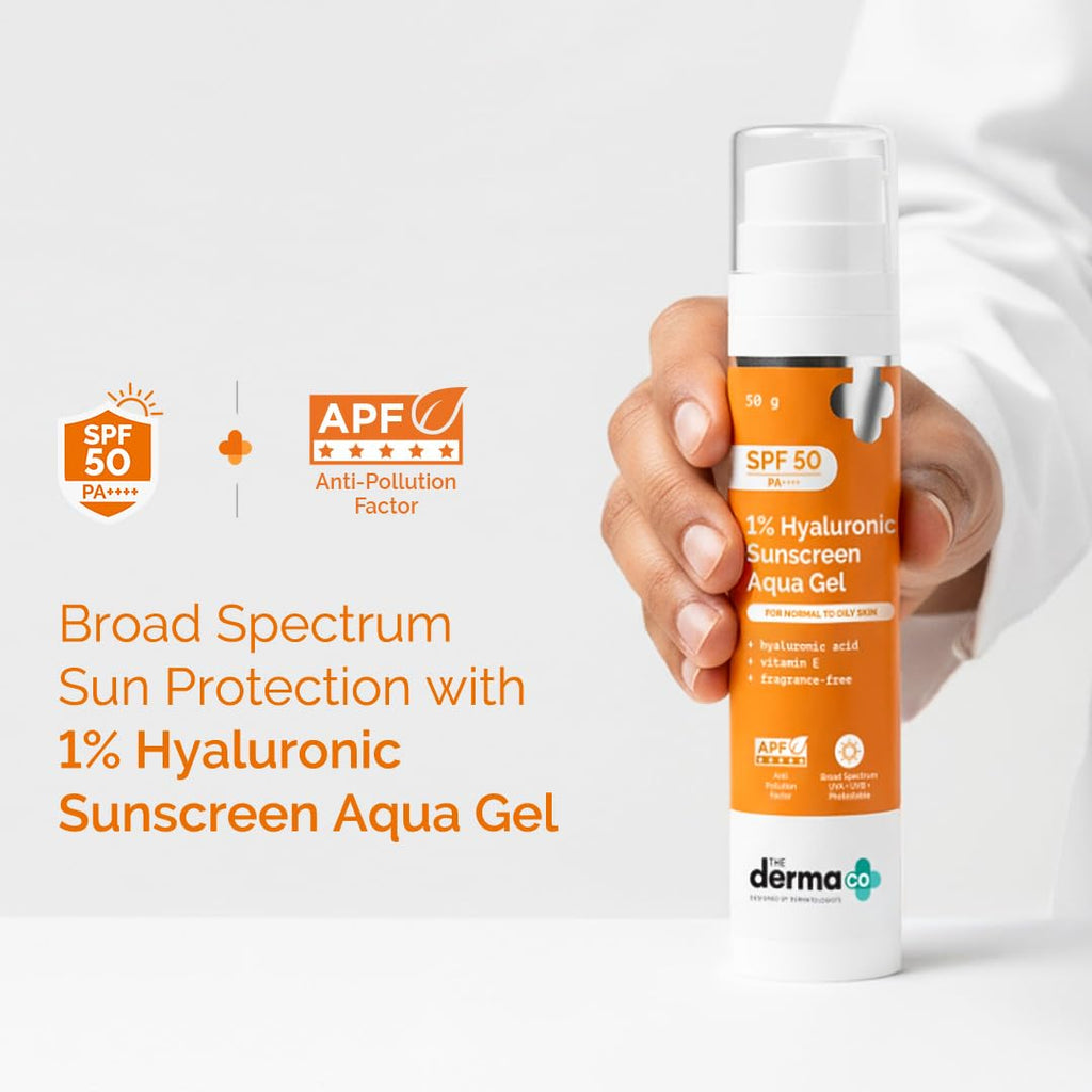 The Derma Co 1% Hyaluronic Sunscreen Aqua Gel SPF 50 PA++++ 50g