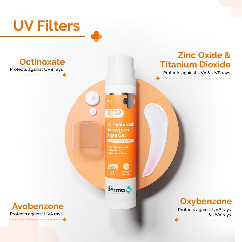The Derma Co 1% Hyaluronic Sunscreen Aqua Gel SPF 50 PA++++ 50g