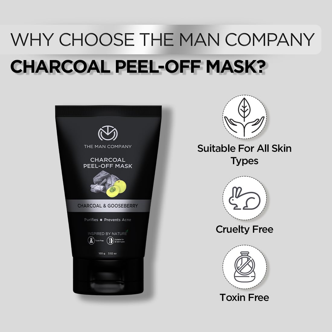 The Man Company Activated Charcoal Peel Off Face Mask for Man 100g