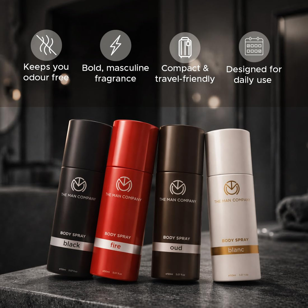 The Man Company Deodorant for Men Gift Set | Pack of 4 Body Sprays (150ml Each)