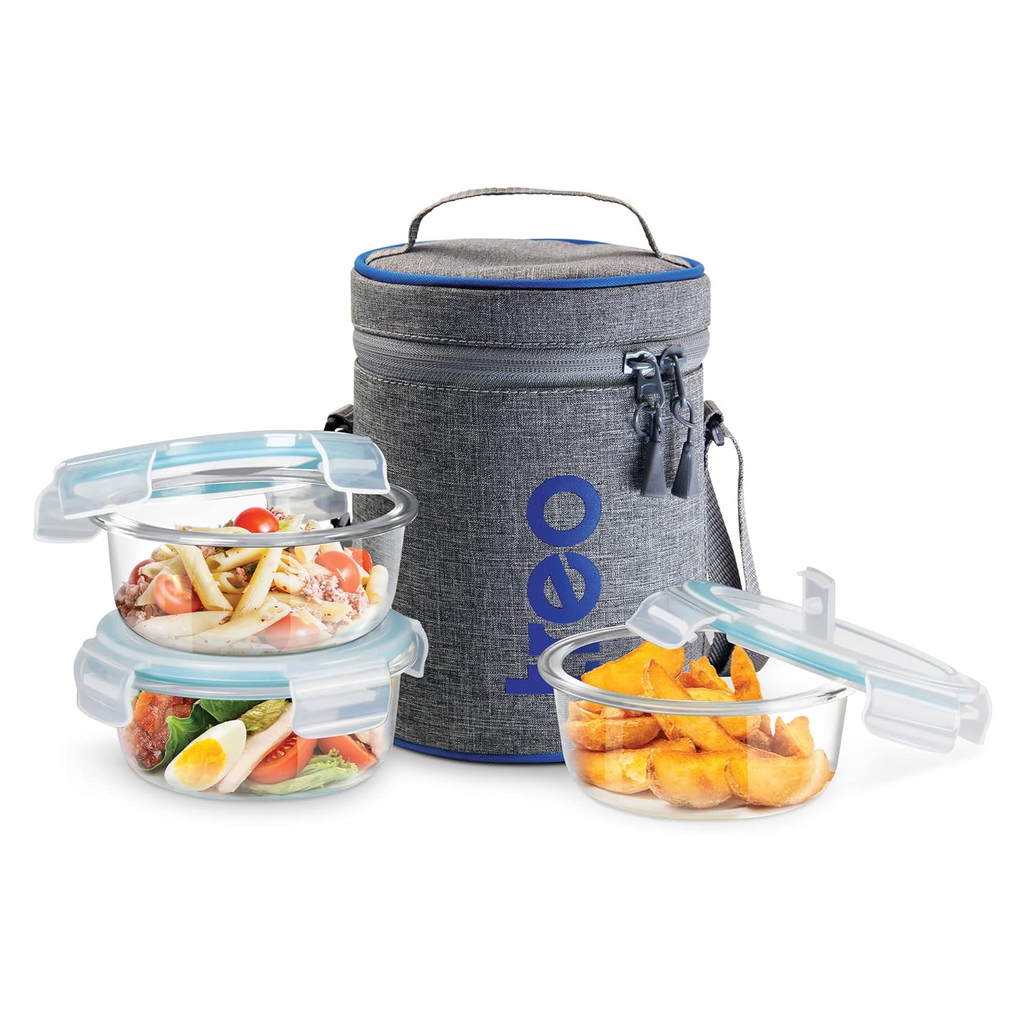 Treo by Milton All Fresh Borosilicate Glass Lunch Box Set of 3, Clear, 400 ml Each