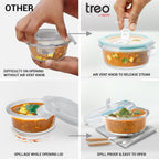 Treo by Milton All Fresh Borosilicate Glass Lunch Box Set of 3, Clear, 400 ml Each