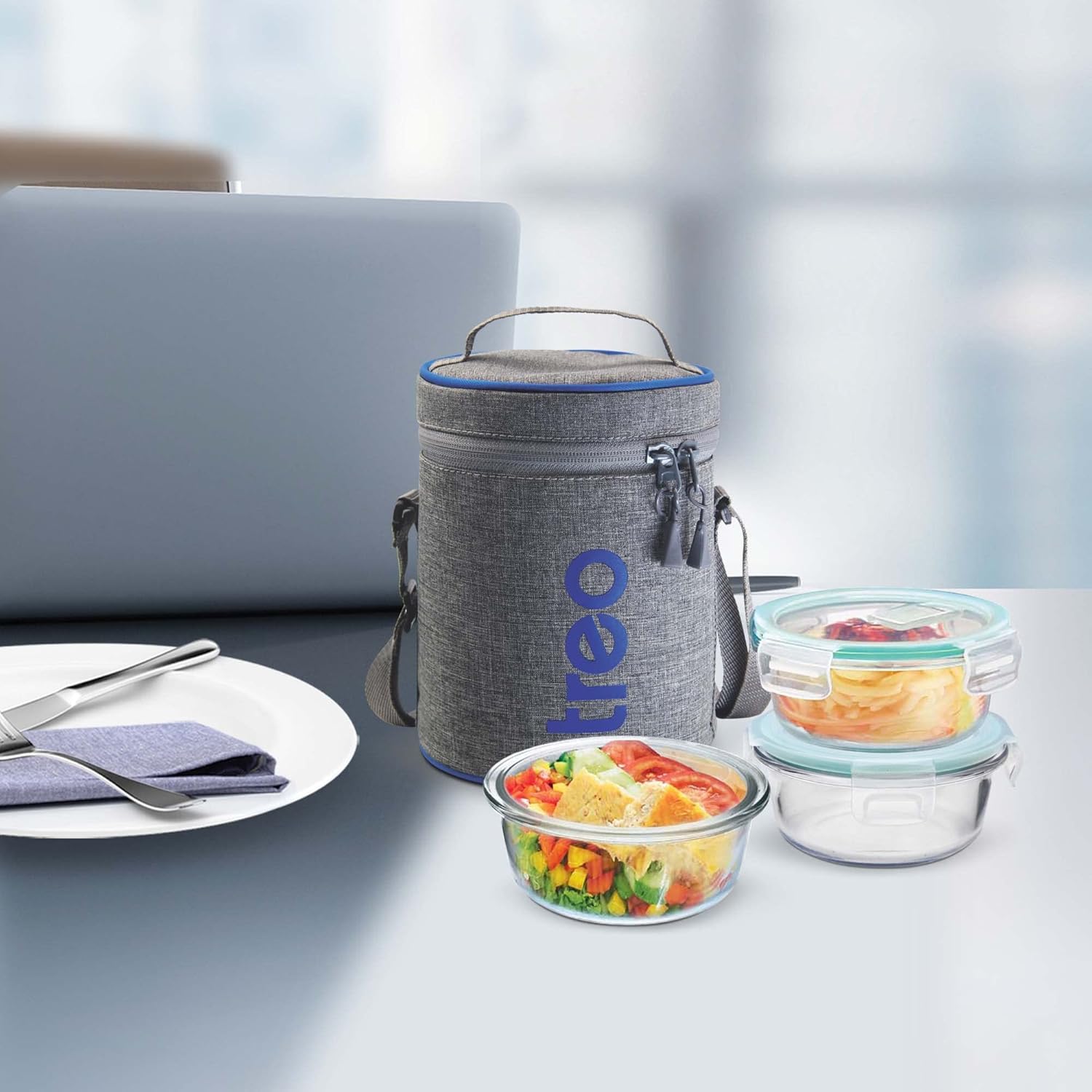 Treo by Milton All Fresh Borosilicate Glass Lunch Box Set of 3, Clear, 400 ml Each