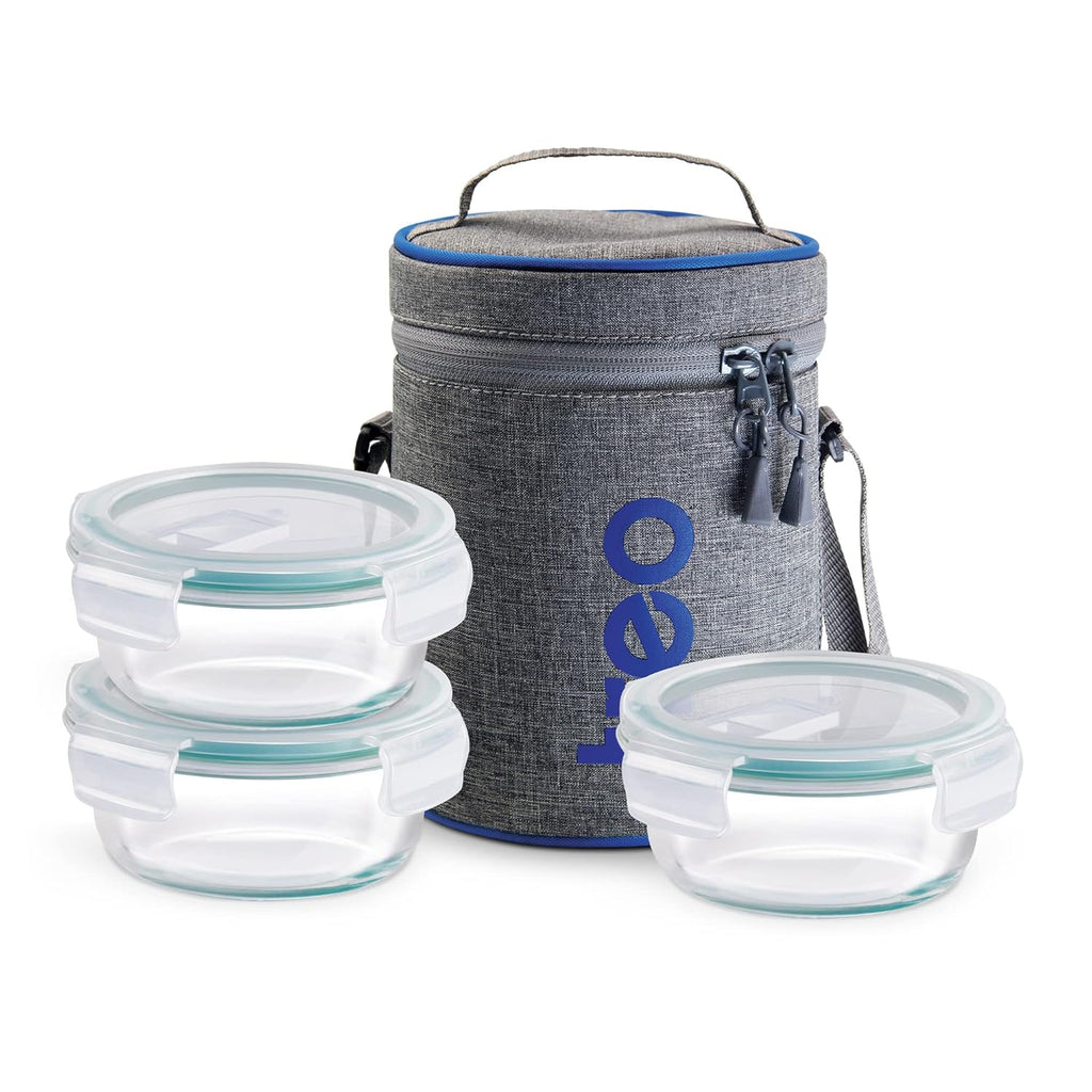 Treo by Milton All Fresh Borosilicate Glass Lunch Box Set of 3, Clear, 400 ml Each