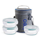 Treo by Milton All Fresh Borosilicate Glass Lunch Box Set of 3, Clear, 400 ml Each