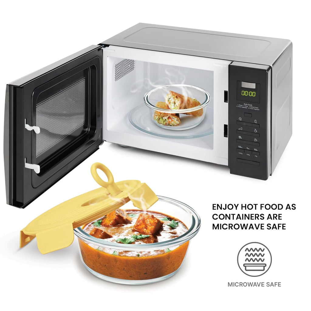 Treo by Milton Lunch Box Set of 3, Yellow Lid, 400 ml Each