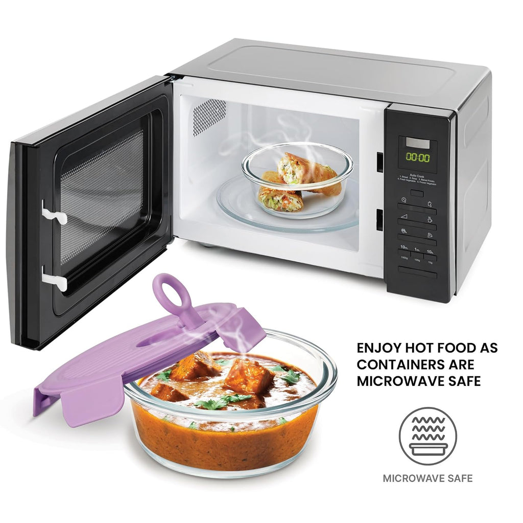 Treo by Milton  Lunch Box Set of 3, Purple Lid, 400 ml Each