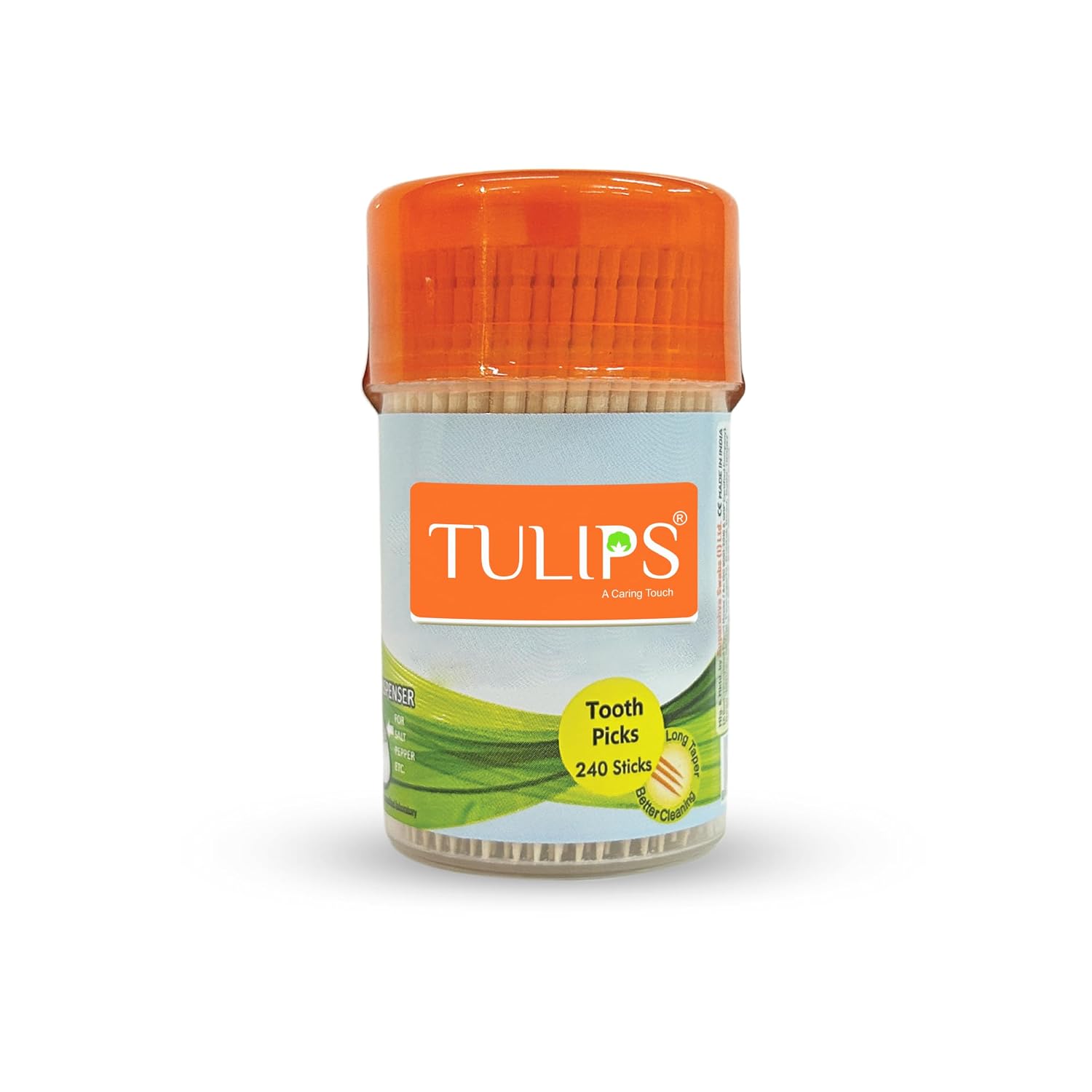 Tulips Wooden Toothpicks 240 Sticks (pack of 10) in Reusable Dispenser