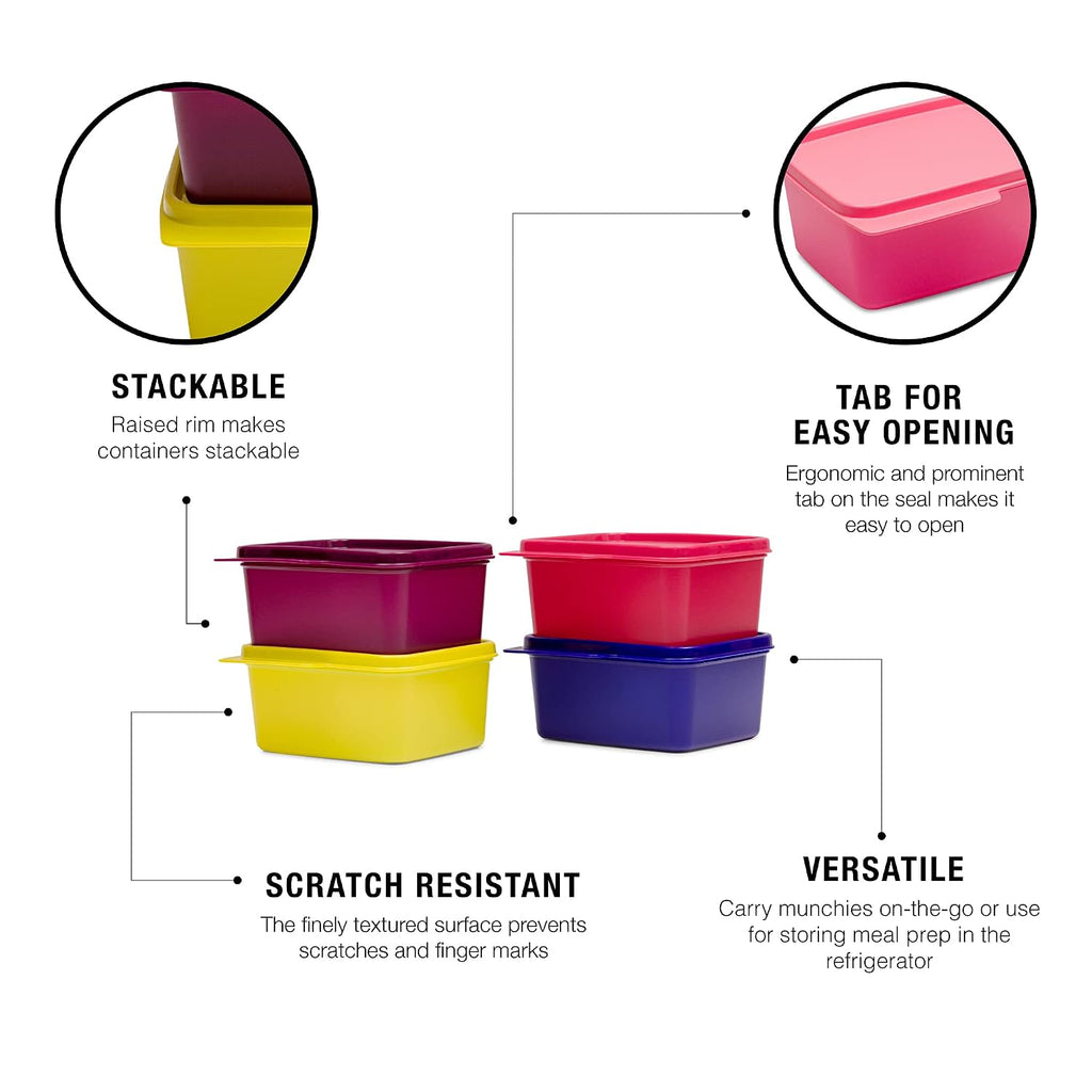 Tupperware . Plastic Container-500Ml, 4 Pieces, Multicolour,Multicolor