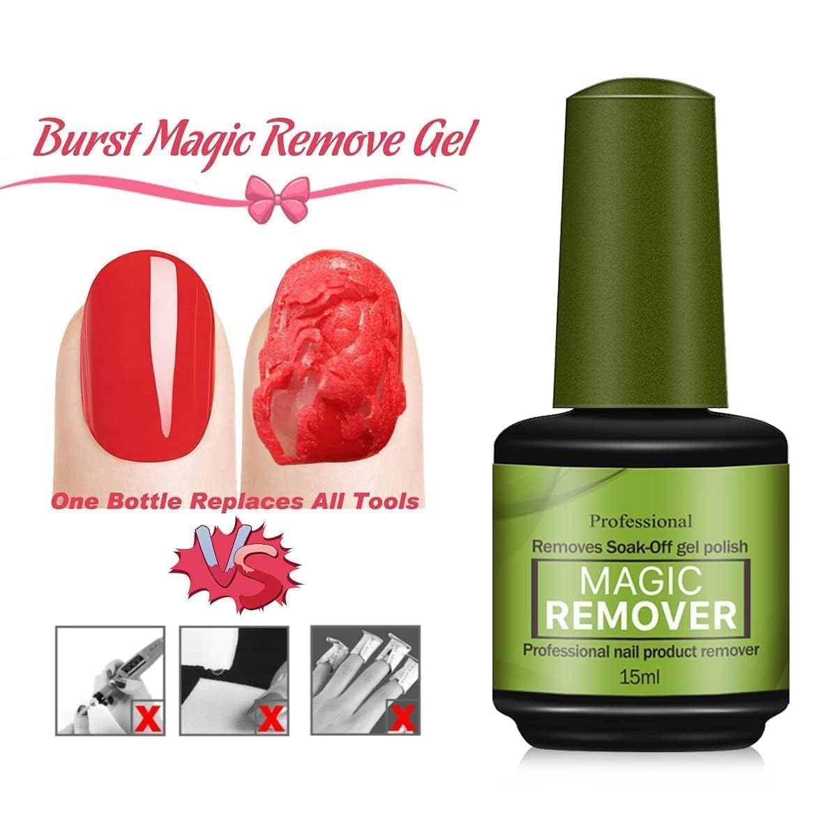 Gel Nail Polish Remover, Professional Magic Remove Soak-Off Gel