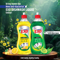 xo Dishwash Liquid Bottle | Neem & Lime | Tough Grease Removal for Utensils | Anti-Bacterial Liquid Dishwash | Bio-Enzyme Formula | No Residue Cleaning | Fresh Citrus Fragrance - 750ml
