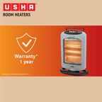 USHA 4003 1200 Watt 3 Rod Halogen Heater with Auto Oscillation Feature and Safety Mesh(Grey)