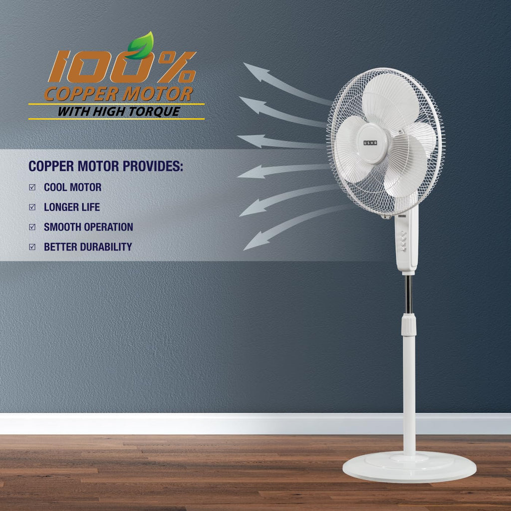 USHA Maxx Air 400MM Pedestal Fan (White)