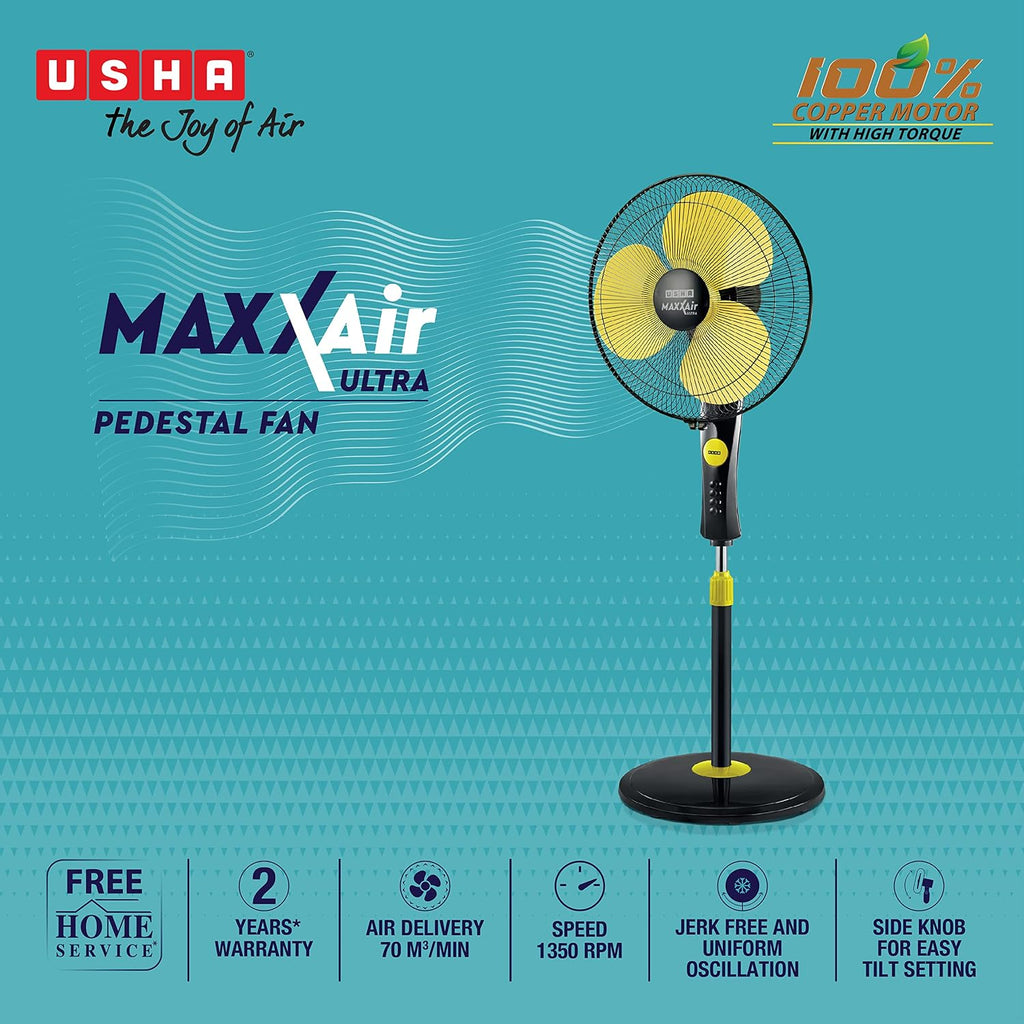 USHA Maxx Air Ultra 400MM Pedestal Fan (Golden)