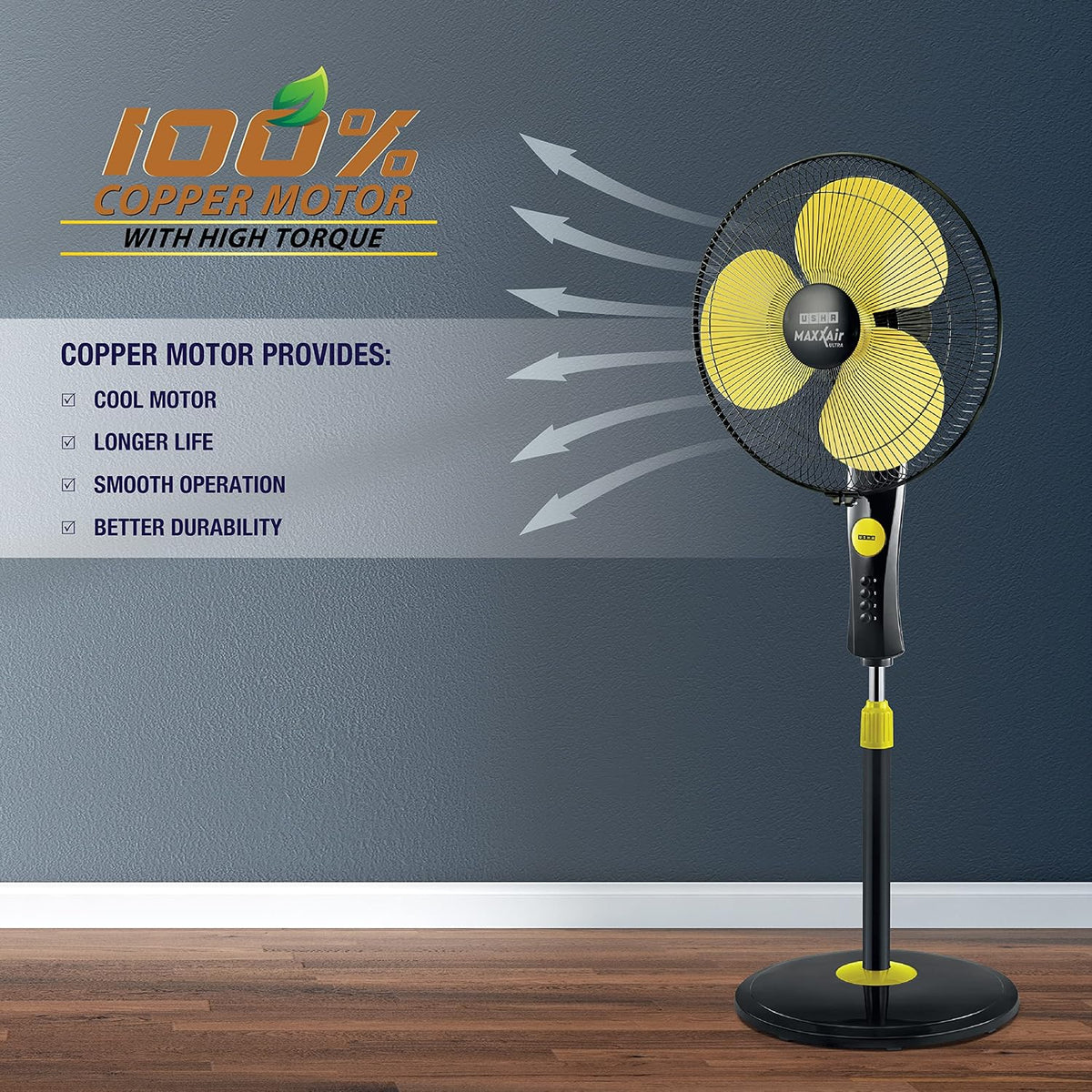 USHA Maxx Air Ultra 400MM Pedestal Fan (Golden)