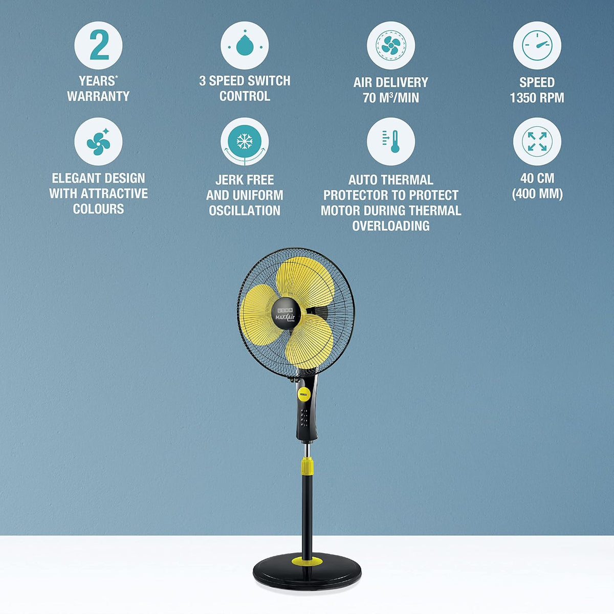 USHA Maxx Air Ultra 400MM Pedestal Fan (Golden)